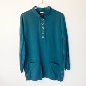 Soft Surroundings Snap Neck Lakshimi Pullover Tunic - Teal - S